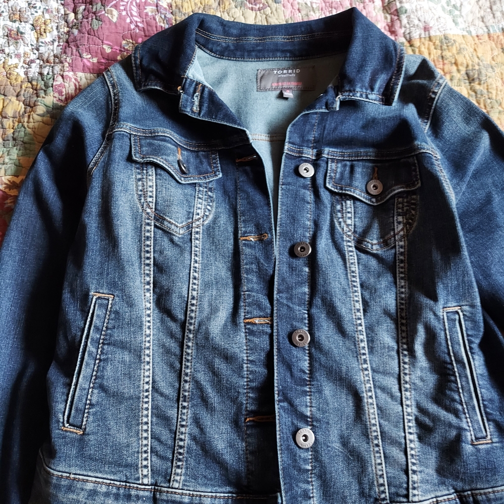 Torrid Blue Denim Jacket with Button Closure